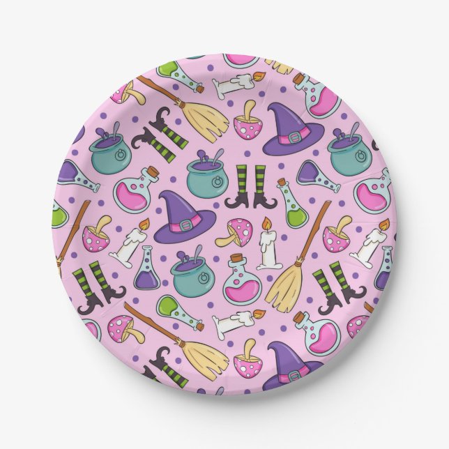Halloween Witches Theme Paper Plates (Front)
