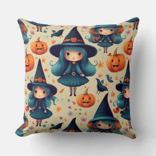 Halloween witches throw pillow