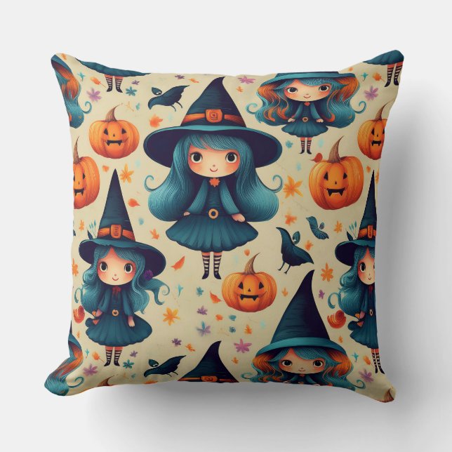 Halloween witches throw pillow (Front)