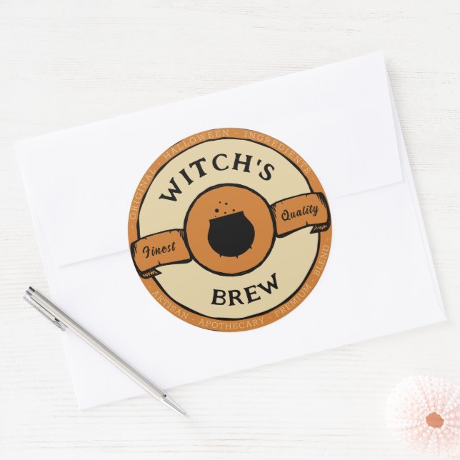  halloween witch's brew lable classic round sticker (Envelope)
