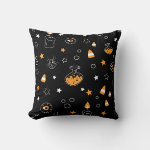 halloween witch's brew potion bottle throw pillow