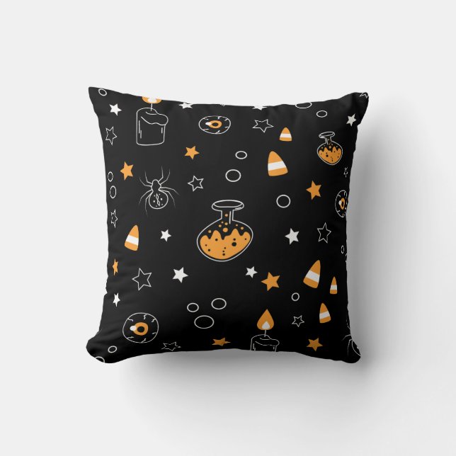 halloween witch's brew potion bottle throw pillow (Front)