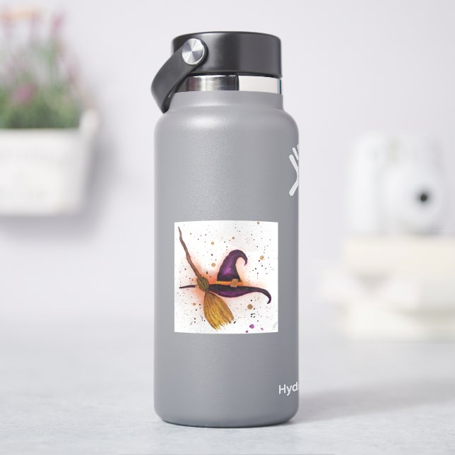 Halloween Witch's Hat and Broom Sticker (HydroFlask)