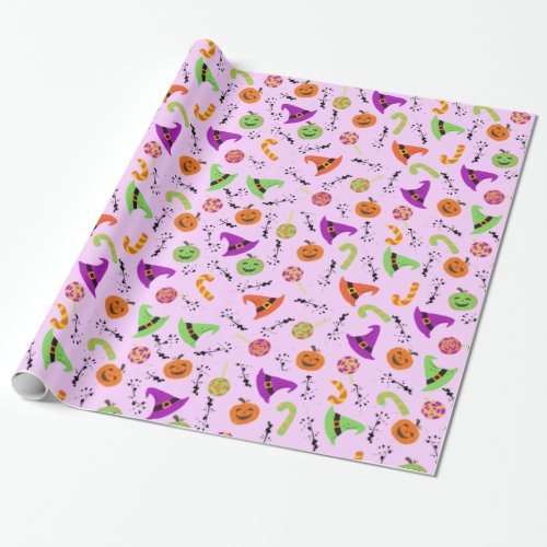 Halloween Witchs Hat Candy  Pumpkins 3 Wrapping Paper