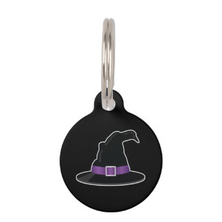 Halloween Witch's Hat With Purple Details Pet ID Tag