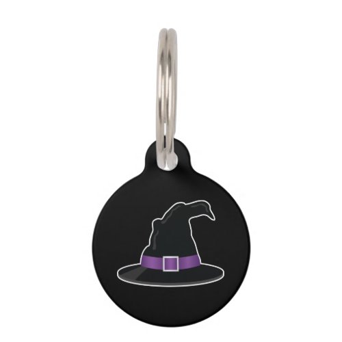 Halloween Witchs Hat With Purple Details Pet ID Tag