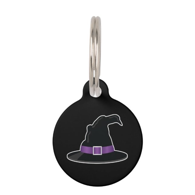 Halloween Witch's Hat With Purple Details Pet ID Tag (Front)