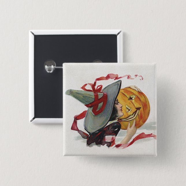 Halloween Witch's Kiss: Magic Jack o Lantern Button (Front & Back)