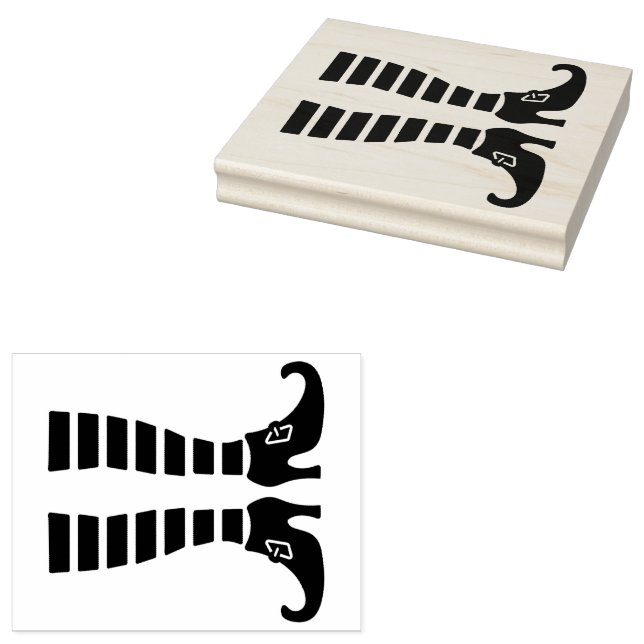Halloween Witch's Legs Striped Stockings Rubber Stamp (Stamped)