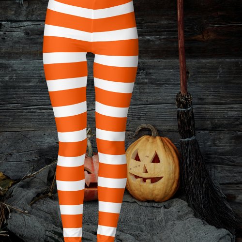 Halloween Witchs Orange Striped Stockings Leggings