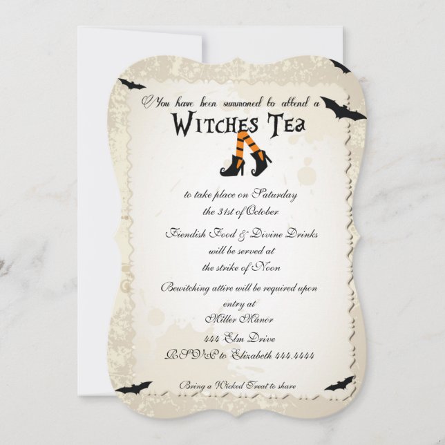 Halloween Witchs' Tea Party Invitation (Front)