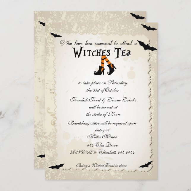 Halloween Witchs' Tea Party Invitation (Front/Back)