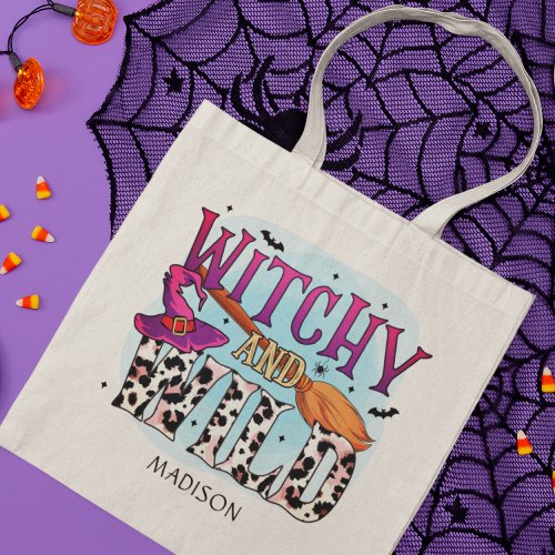 Halloween Witchy And Wild Witch Broom Personalized Tote Bag