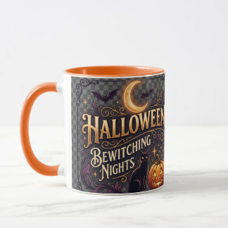 Halloween  Witchy Black Cat Pumpkin Mug