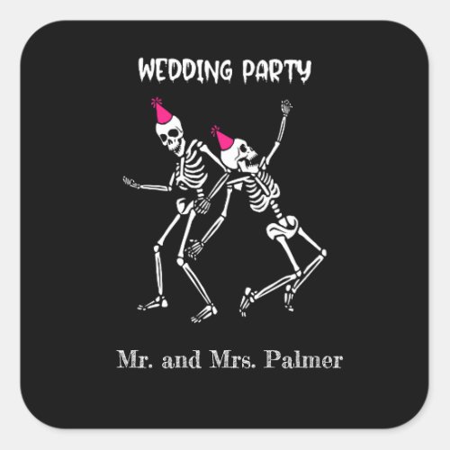 Halloween Witchy Goth Wedding Party Square Sticker