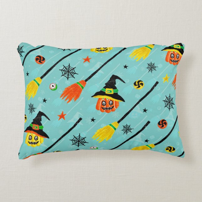 Halloween Witchy Seamless Theme Accent Pillow (Front)