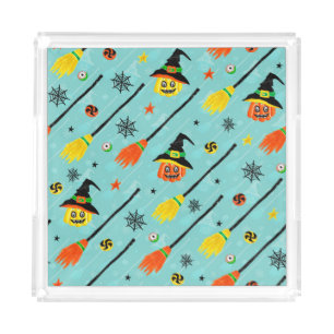 Halloween Witchy Seamless Theme Acrylic Tray