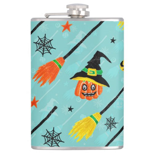 Halloween Witchy Seamless Theme Flask