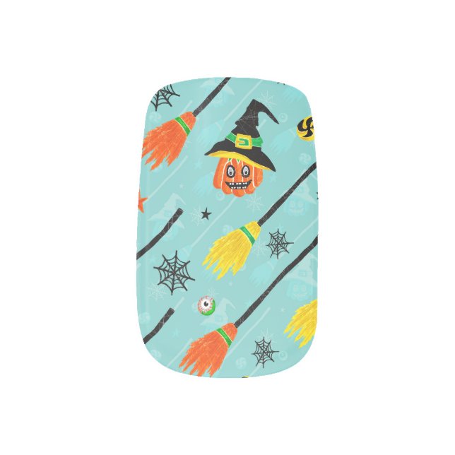 Halloween Witchy Seamless Theme Minx Nail Art (Left Thumb)