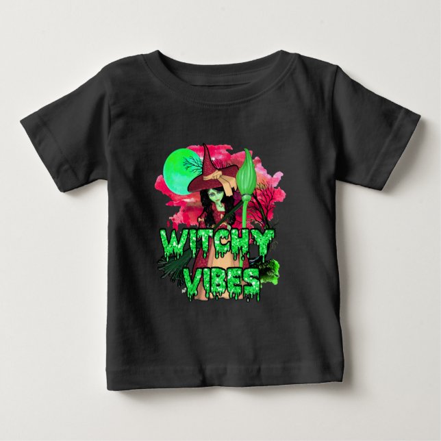 Halloween Witchy Vibes Baby T-Shirt (Front)