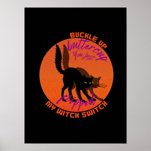 Halloween Witchy Vibes Cat Design Poster