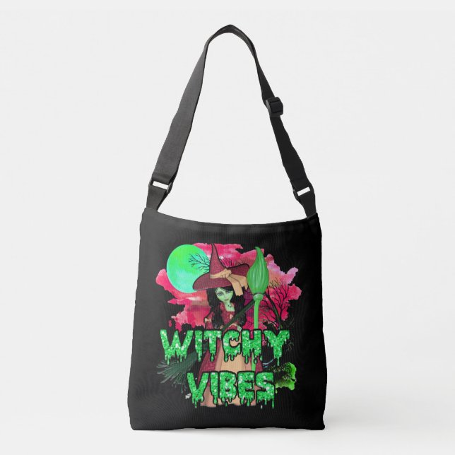 Halloween Witchy Vibes Crossbody Bag (Front)