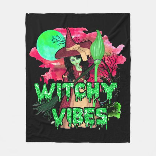 Halloween Witchy Vibes Fleece Blanket