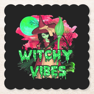 Halloween Witchy Vibes Paper Coaster