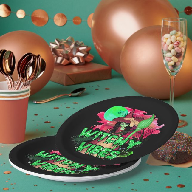 Halloween Witchy Vibes Paper Plates (Multi)