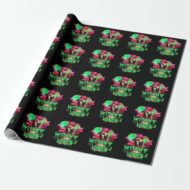 Halloween Witchy Vibes Wrapping Paper (Unrolled)