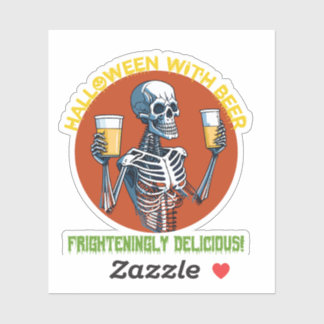 Halloween With Beer Sticker