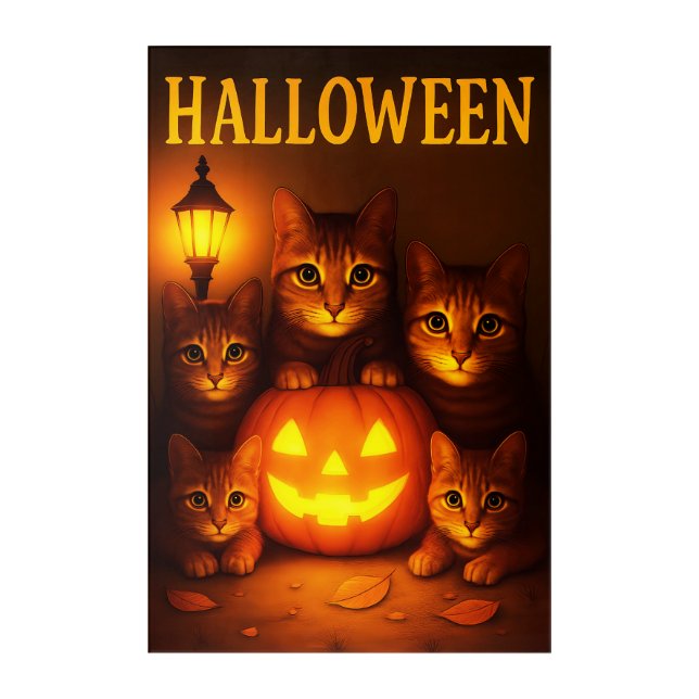 Halloween with Cat Orange Digital Art (Front)