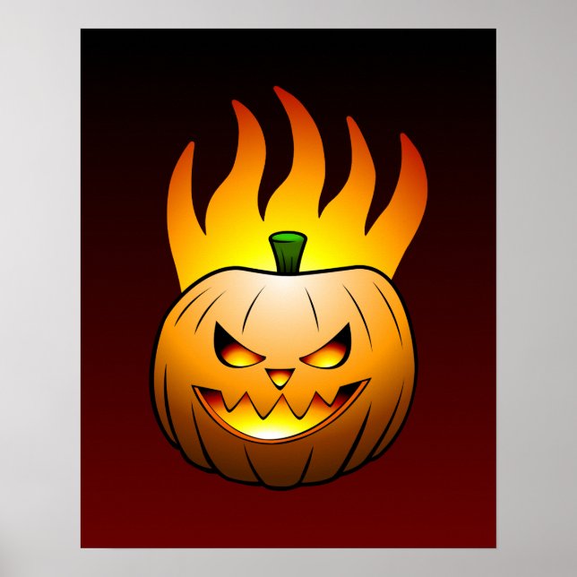 Halloween with Fiery Jack O'lantern Poster (Front)