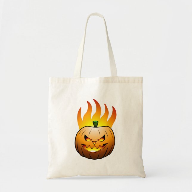Halloween with Fiery Jack O'lantern Tote Bag (Front)
