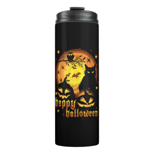 Halloween with Moon Pumpkins Bats Spiders And Scar Thermal Tumbler