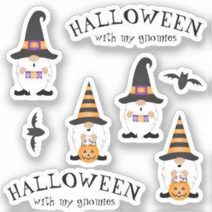 Halloween With My Gnomies Purple Orange Sticker