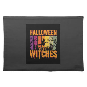 Halloween With My Witches Retro Sunset Cloth Placemat