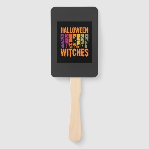Halloween With My Witches Retro Sunset Hand Fan
