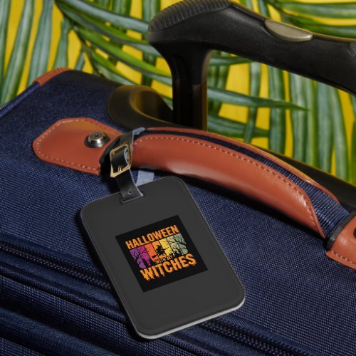 Halloween With My Witches Retro Sunset Luggage Tag