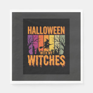 Halloween With My Witches Retro Sunset Napkins