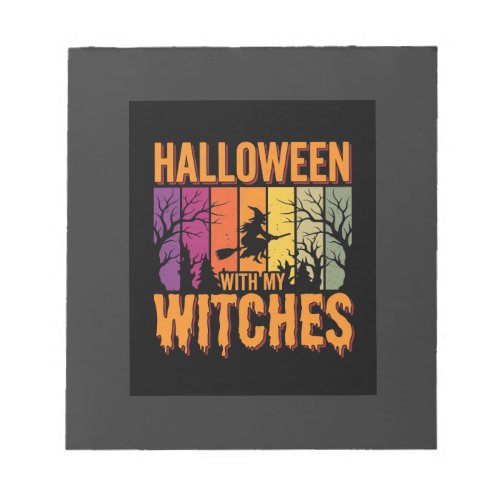 Halloween With My Witches Retro Sunset Notepad