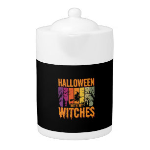 Halloween With My Witches Retro Sunset Teapot