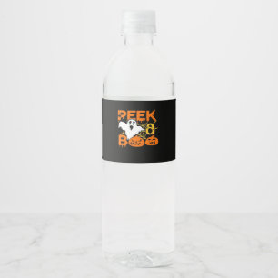 Halloween With Pumpkins Peekaboo Water Bottle Label