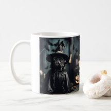 Halloween Wizard Black Pug Mug