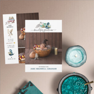 Halloween Wizard   Double Sided Birth Announcement