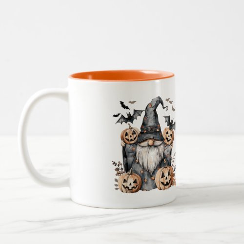 Halloween Wizard Gnome Two_Tone Coffee Mug
