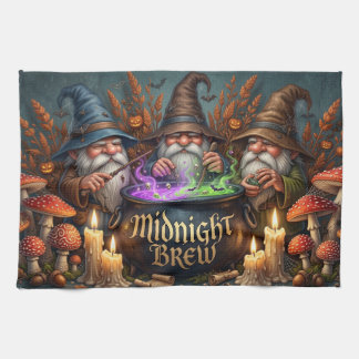 Halloween Wizard Gnomes Midnight Brew Cauldron Kitchen Towel