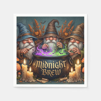 Halloween Wizard Gnomes Midnight Brew Cauldron Napkins