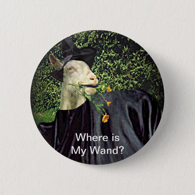 Halloween Wizard Goat Button (Front)