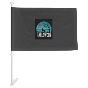 Halloween Wolf Graveyard Moon Vector Car Flag